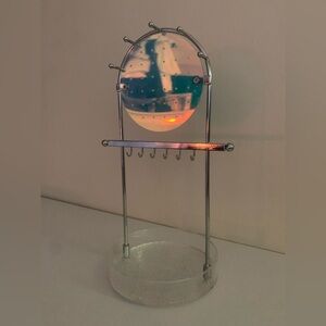 Silver Jewelry Holder with Blue and Orange Accents